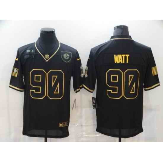 Nike Pittsburgh Steelers 90 T J  Watt Black Gold 2020 Salute To Service Limited Jersey